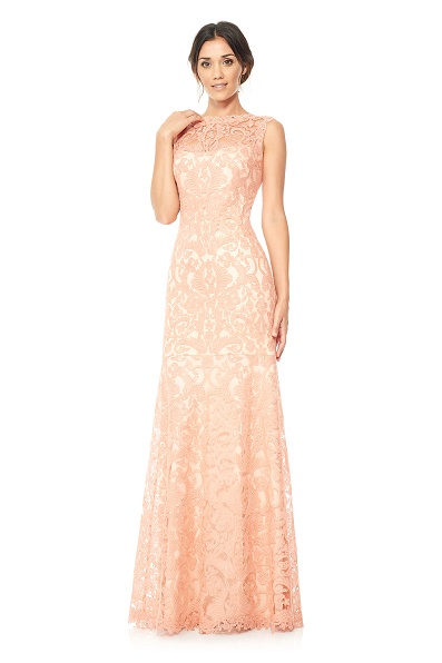 Corded Embroidery on Tulle Boatneck Gown
