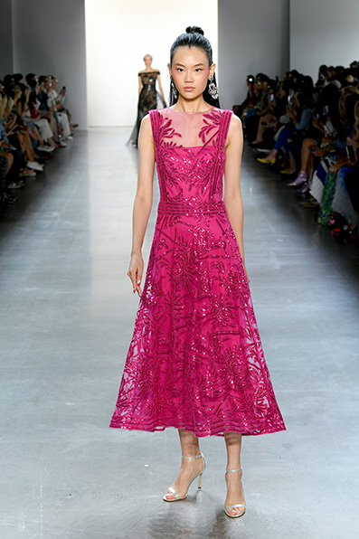 BLOSSOM CHRYSANTHEMUM PAILLETTE EMBROIDERED TULLE SLEEVELESS BALLERINA LENGTH DRESS