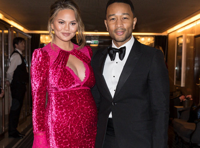 Chrissy Teigen Wears A Tadashi Shoji Evening Gown to the Nobel Peace Prize Banquet